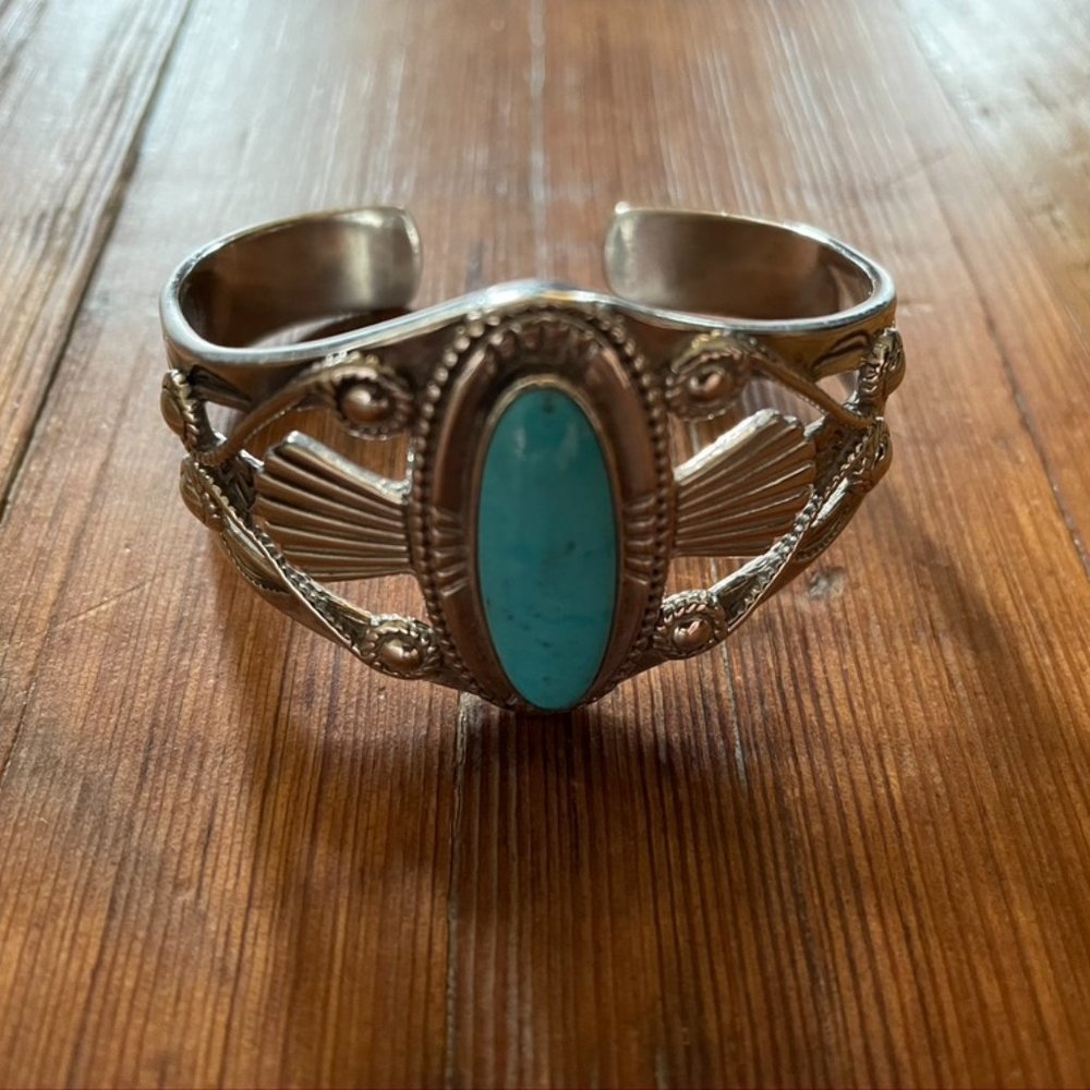 Sterling Silver & Turquoise Native American Cuff